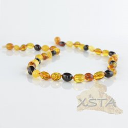 Baltic amber necklace olive polished multicolour